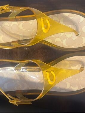 Coach Yellow Transparent Jelly Sandal with Signature Insole